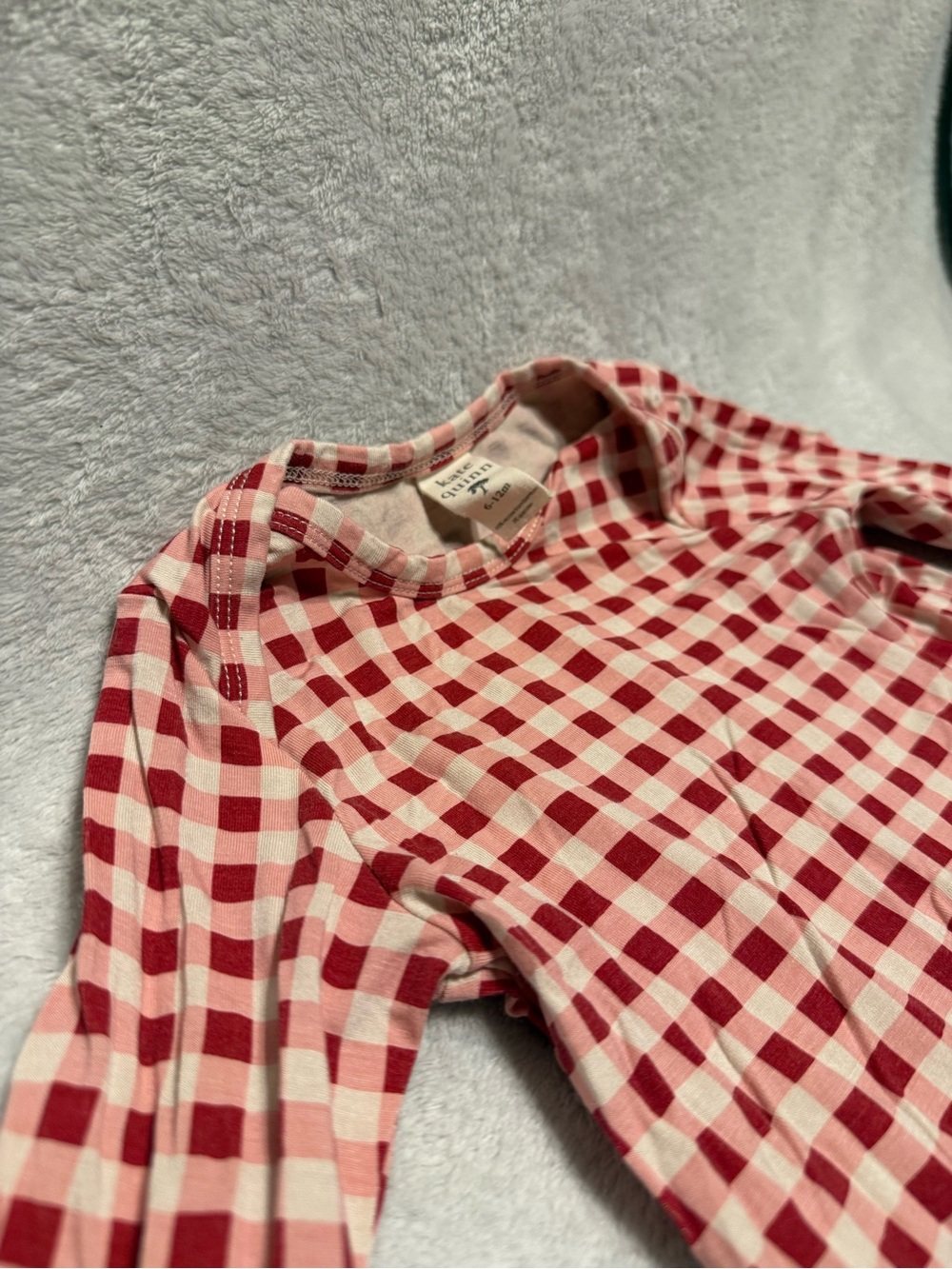 Red Gingham Kate Quinn Bamboo Onesie